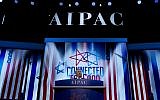 Le secrétaire d'Etat américain Mike Pompeo lors de la conférence 2019 de l'AIPAC(American Israel Public Affairs Committee) au centre de conférences de Washington, à Washington, le 25 mars 2019 (Crédit : Jose Luis Magana/AP)