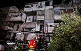 L'immeuble où un balcon s'est effondré après l'explosion d'une bonbonne de gaz à Ashkelon, le 17 mars 2019. (Crédit : Shunem Halevi/Flash90)