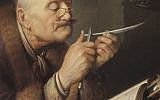 Une toile de 1639, intitulée "A scholar sharpening his quill" ("Savant aiguisant sa plume") du peintre hollandais Salomon Koninck. (Crédit : Wikimedia Commons)