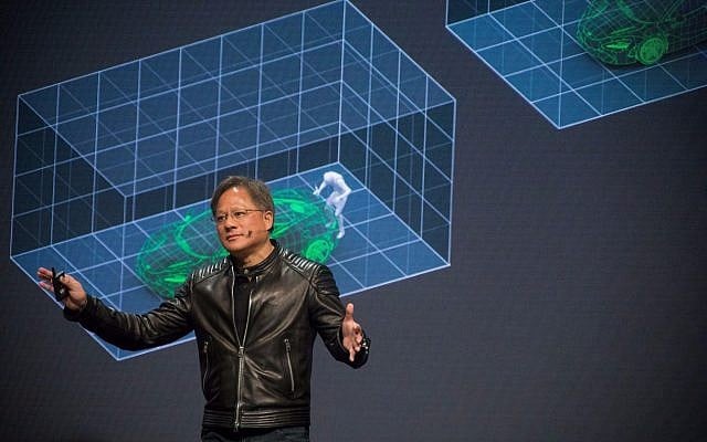 Jensen Huang, fondateur et PDG de Nvidia, lors de la conférence des développeurs GTC à Tel Aviv, le 18 octobre 2017. (Autorisation) Jensen Huang, fondateur et PDG de Nvidia, lors de la conférence des développeurs GTC à Tel Aviv, le 18 octobre 2017. (Autorisation)