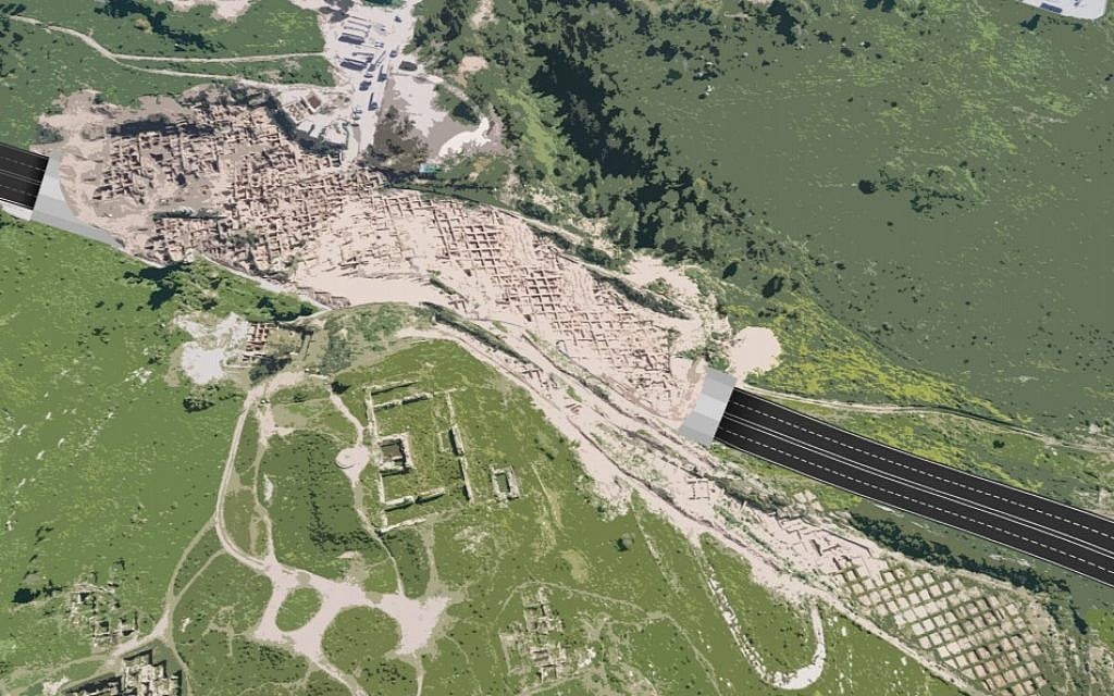 La proposition très chère de tunnel pour la Route 38, près de Beit Shemesh. (Autorisation : musée des terres de la bible)