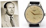 Oskar Schindler et sa montre, vendue lors d'une vente aux enchères à Boston en mars 2019. (Crédit : RR Auction)