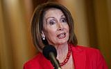 La présidente de la Chambre, Nancy Pelosi, prend la parole avant une rencontre avec le président colombien Ivan Duque Marquez au Capitole des États-Unis, à Washington, le 13 février 2019. (Saul Loeb/AFP)
