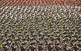 Les membres des Gardiens de la Révolution durant une parade militaire au mausolée de l'Ayatollah Khomeini, en périphérie de Téhéran,le 22 septembre 2019. (Crédit : AP/ Ebrahim Noroozi)