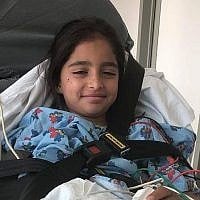 Noya Dahan, la fillette israélienne blessée dans une fusillade commise dans une synagogue 'Habad de Poway, en Californie, le 27 avril 2019 (Autorisation)
