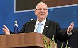 Le président Reuven Rivlindurant la cérémonie organisée pour Yom HaAstmaout à la résidence officielle du président de Jérusalem, le 9 mai 2019 (Crédit :  Haim Zach/GPO)