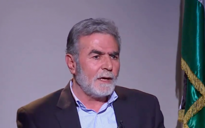 Ziad al-Nakhaleh, secrétaire général du Djihad islamique, s'adressant à une chaîne de télévision arabe, le 12 décembre 2018. (Source : Al-Ghad TV)