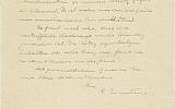 Une lettre manuscrite par Albert Einstein de 1936 qui traite des politiques antisémites de l'Autriche à l'époque. (Crédit: maison d'enchères Kedem)