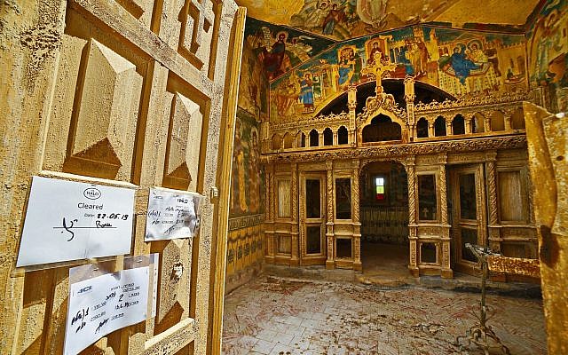 L'armée israélienne a miné la zone et a piégé tous les bâtiments de l'église à partir de 1968, comme cette salle de prière, le dernier bâtiment de l'église roumaine au pays des monastères à avoir été déminé, sur une photo publiée le 20 juin 2019 par le ministère de la Défense. (Avec l'aimable autorisation du ministère de la Défense)