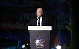 L'envoyé américain Jason Greenblatt parle au forum Israel Hayom de Jérusalem, le 27 juin 2019 (Crédit : Gideon Markovitz)