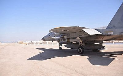 Un avion de chasse participe à un exercice militaire d'envergure contre le groupe terroriste du Hezbollah, au Liban, en juin 2019. (Crédit : armée israélienne)