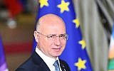 Dans cette photo du 24 novembre 2017, le Premier ministre de Moldavie Pavel Filip arrive à un sommet du partenariat de l'est de l'UE avec six pays partenaires de l'est au Conseil européen à Bruxelles. (Emmanuel Dunand/AFP)
