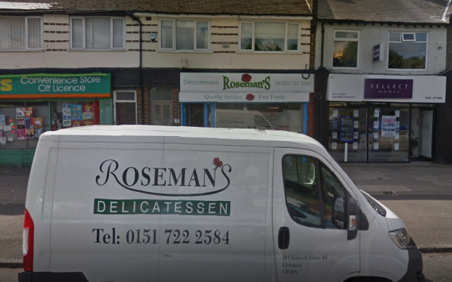 Le traiteur Roseman's Delicatessen à Liverpool, au Royaume-Uni (Google Street View) Le traiteur Roseman's Delicatessen à Liverpool, au Royaume-Uni (Google Street View)