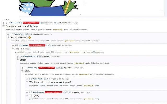 Un post de la communauté Reddit /r/frenworld, interdite par le réseau social en juin 2019 (Capture d'écran : Reddit)