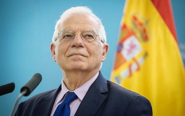 Josep Borrell, le 9 avril 2019. (Crédit : Jure Makovec / AFP)