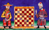 Partie d’échecs entre un Juif et un Musulman, El Libro de los Juegos, XIIIe siècle. (Crédits photo : Bibliothèque de l’Escurial, Espagne)