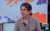 Fariba Adelkhah, directrice de recherche à Science-Po sur le plateau de France 24, en février 2019. (Crédit : Capture d'écran France 24)