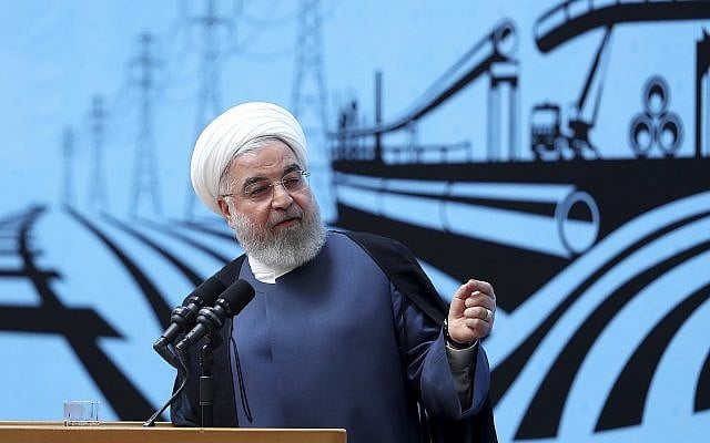 Le président iranien Hassan Rouhani en conférence de presse à Téhéran, le 26 août 2019. (Crédit : Bureau du président iranien via AP) Le président iranien Hassan Rouhani en conférence de presse à Téhéran, le 26 août 2019. (Crédit : Bureau du président iranien via AP)