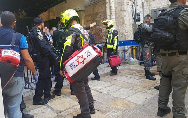 Scène de l'attaque au couteau du 15 août 2019 (Crédit : MDA)