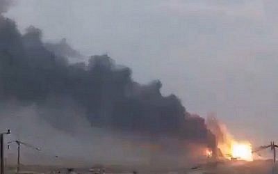 Des explosions sur une base du sud de Baghdad, le 12 août 2019. (Capture d'écran: Twitter)