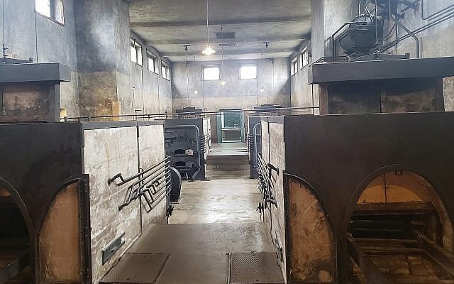 Dans l'ancien camp de concentration nazi de Theresienstadt, en République tchèque, le crématorium restauré, février 2019. (Matt Lebovic/The Times of Israel)