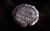 Un petit sceau du 7ème siècle dont l'inscription dit "Appartient à Adoniyahu, intendant royal" qui a été découvert dans le cadre du projet de tamisage de la Cité de David, dans la terre prélevée sous l'arche de Robinson (Crédit : Eliyahu Yanai/Autorisation : Cité de David)
