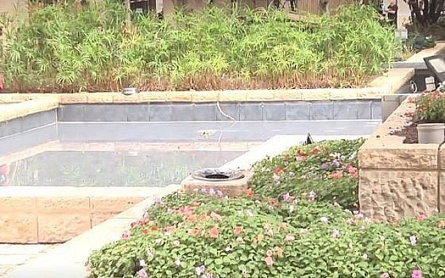 Le bassin décoratif dans lequel est soldat est tombé et a reçu un choc électrique vendredi 20 septembre 2019. (Crédit : capture d'écran)