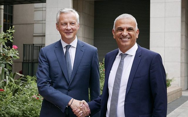Bruno Le Maire et Moshe Kahlon, à Paris, le 5 septembre 2019. (Crédit : BrunoLeMaire / Twitter)