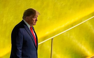 Le président américain Donald Trump va prendre la parole devant la 74e session de l'Assemblée générale des Nations Unies au siège de l'ONU, le 24 septembre 2019. (AP Photo/Mary Altaffer)