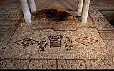 Des mosaïques préservées de la période byzantine de l'Eglise de la Multiplication des pains et des poissons à Tagba, sur le lac de Tibériade. (Rishwanth Jayapaul / FLASH90)
