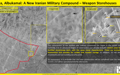 Image satellite montrant la construction d'une nouvelle base militaire iranienne dans la région d'Albukamal Al-Qaim en Irak, près de la frontière syrienne. (ImageSat International via Fox News)