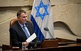 Le président de la Knesset, Yuli Edelstein, préside une séance plénière de la Knesset, le 12 juin 2019. (Yonatan Sindel/Flash90)