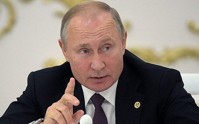 Le président russe Vladimir Poutine participe à une rencontre des chefs de la Communauté des Etats indépendants CEI à Ashgabat, Turkémistan, le 11 octobre 2019.
(Alexey DRUZHININ / SPUTNIK / AFP) Le président russe Vladimir Poutine participe à une rencontre des chefs de la Communauté des Etats indépendants CEI à Ashgabat, Turkémistan, le 11 octobre 2019.
(Alexey DRUZHININ / SPUTNIK / AFP)