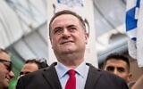 Israel Katz, le ministre des Affaires étrangères lors d'un meeting de campagne du Likud à Jérusalem, le 16 septembre 2019. (Crédit : Yonatan Sindel/Flash90)
