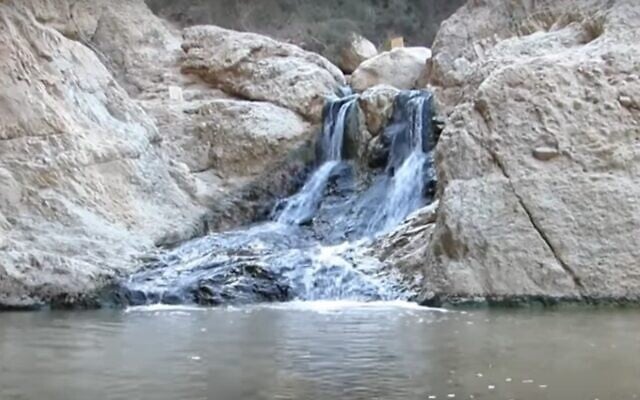 Les eaux vives de la réserve naturelle de Bokek, dont un recours collectif prétend qu'elles ont été polluées par l'industrie. (Crédit : capture d'écran de YouTube) Les eaux vives de la réserve naturelle de Bokek, dont un recours collectif prétend qu'elles ont été polluées par l'industrie. (Crédit : capture d'écran de YouTube)