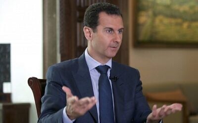 Le président syrien Bashar el-Assad lors d'un entretien accordé au palais présidentiel à Damas, en Syrie, en septembre 2016. (Présidence syrienne via AP)