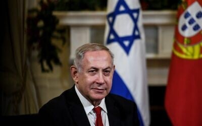 Le Premier ministre Benjamin Netanyahu participe à une réunion avec le Premier ministre portugais au Palais Sao Bento à Lisbonne, le 5 décembre 2019. (PATRICIA DE MELO MOREIRA/AFP)