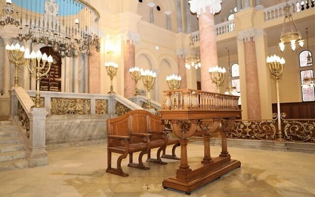 La synagogue Eliyahu Hanavi à Alexandrie, en Egypte. (Crédit : Ministère des Antiquités égyptiennes)