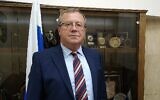 L'ambassadeur russe en Israël Anatoly Viktorov à l'ambassade russe de Tel Aviv, au mois de novembre 2019. (Crédit : Raphael Ahren/TOI)