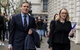 Keir Starmer (à gauche) et Rebecca Long-Bailey du Parti travailliste britannique arrivant au bureau du cabinet pour les négociations sur le Brexit à Londres, le 9 avril 2019. (Niklas Halle'n/AFP)