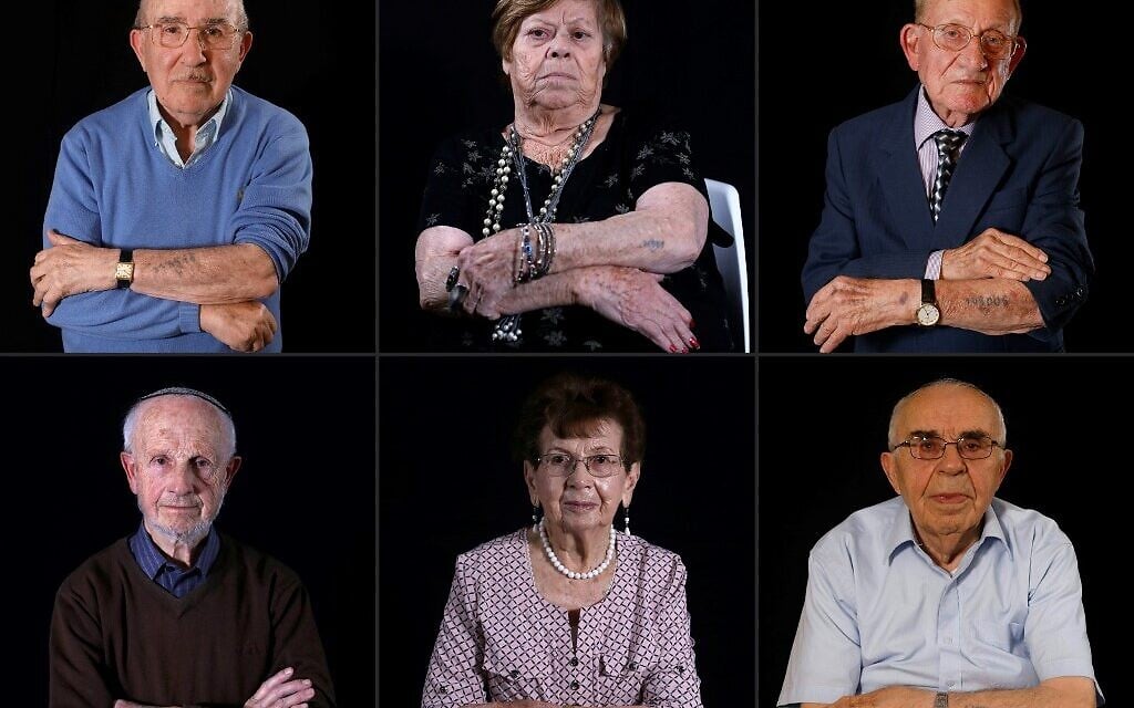 (MONTAGE) Les survivants de la Shoah  Malka Zaken, Shmuel Blumenfeld, Saul Oren, Batcheva Dagan,et Menahem Haberman. (Crédit : by MENAHEM KAHANA / AFP)