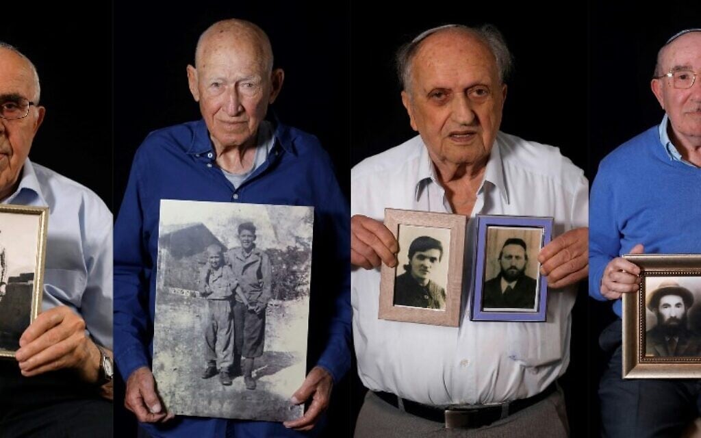 (MONTAGE) Les suivants de la Shoah Menahem Haberman, Danny Chanoch, Dov Landau, Szmul Icek. (Crédit : MENAHEM KAHANA / AFP)