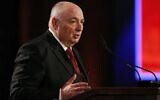 Moshe Kantor, président du Congrès juif européen, lors du 5e Forum mondial sur la Shoah à Yad Vashem, à Jérusalem, le 23 janvier 2020. (Crédit : Ronen Zvulun/Pool/AFP)