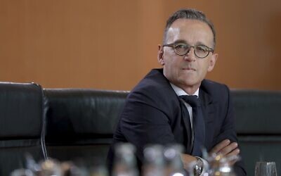 Le ministre des Affairs étrangères allemand Heiko Maas à Berlin le 31 juillet 2019. (Crédit : AP Photo/Michael Sohn)