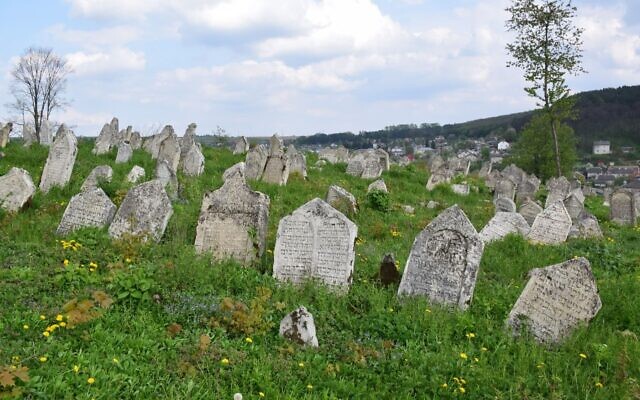 Le cimetière juif de Buchach de la fin du 16ème siècle dans l'ouest de l'Ukraine dispose d'environ 2000 pierres tombales.
(Crédit : ESJF). Le cimetière juif de Buchach de la fin du 16ème siècle dans l'ouest de l'Ukraine dispose d'environ 2000 pierres tombales.
(Crédit : ESJF).