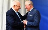 Le Président Reuven Rivlin et le Prince Charles de Grande-Bretagne à la Résidence du Président à Jérusalem, le 23 janvier 2020 (Crédit : Mark Neyman/GPO)