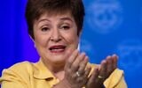 Le dirigeante du Fonds monétaire international Kristalina Georgieva s'exprime lors d'une conférence de presse sur le COVID-19 à Washington, le 4 mars 2020. (NICHOLAS KAMM / AFP)