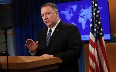 Le secrétaire d'État américain Mike Pompeo s'exprime lors d'un point de presse au Département d'État, le 25 février 2020, à Washington, DC. (Alex Wong/Getty Images/AFP)