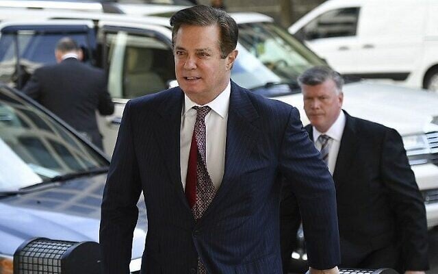 Paul Manafort arrive à une audience devant une court de district américaine à Washington, le 15 juin 2018 (Crédit :  AFP Photo/Mandel Ngan)