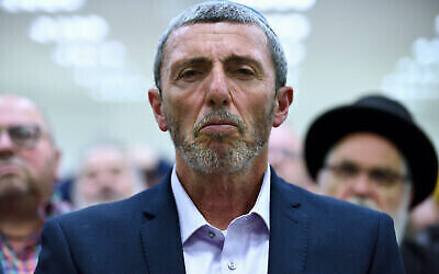 Rafi Peretz, alors chef du parti HaBayit HaYehudi, à Petah Tikva, le 20 février 2019. (Gili Yaari/Flash90)